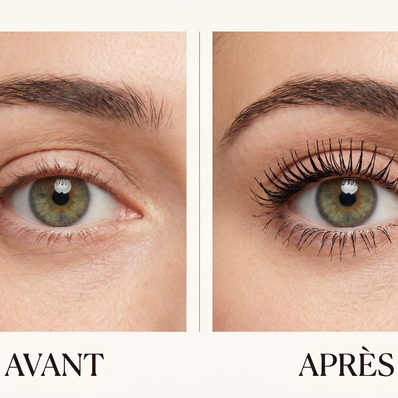 Cils avant et après avec le Mascara Tubing Lashéa
