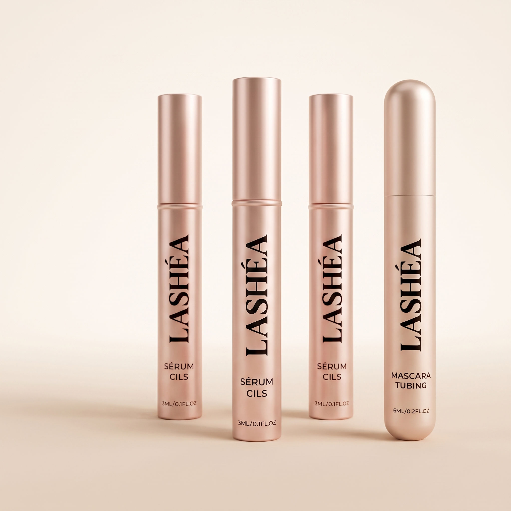 Coffret La Routine Regard 3 Mois Lashéa : cure de 3 flacons de sérum de pousse de cils et mascara tubing