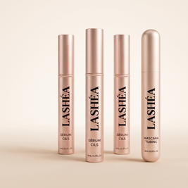 Coffret La Routine Regard 3 Mois Lashéa : cure de 3 flacons de sérum de pousse de cils et mascara tubing