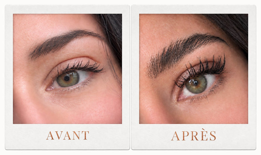 Avant après Lashéa — Anaïs, fondatrice : cils plus longs et plus fournis avec le rituel sérum le soir et mascara le jour, photo réelle non retouchée